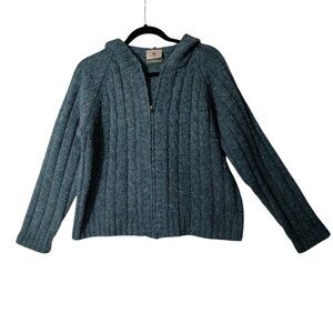 Women's Blue Hooded Cardigan Sweater